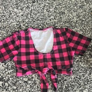 Pink and Black Checkered Crop Top